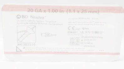BD 383516 Nexiva Clodsed IV Cath. System-Single Port 20GA x 1.00inch 61mL/min